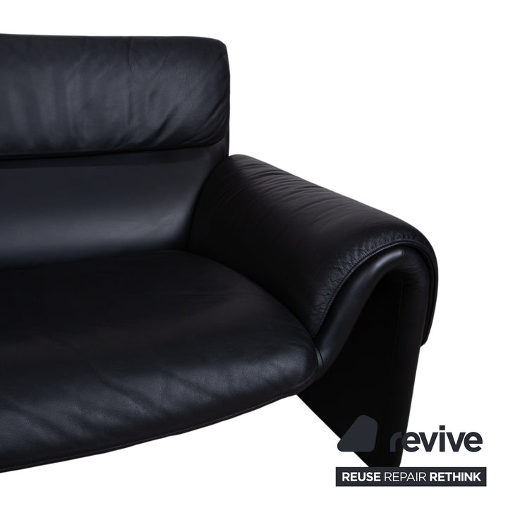 de Sede DS-2011 Leather Two-Seater Black Sofa Couch