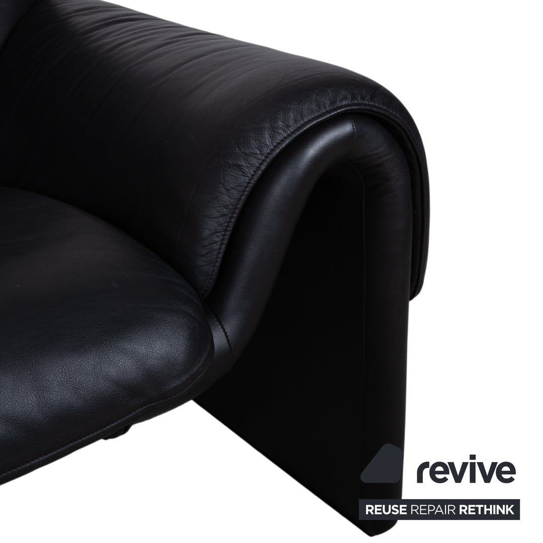 de Sede DS-2011 Leather Two-Seater Black Sofa Couch