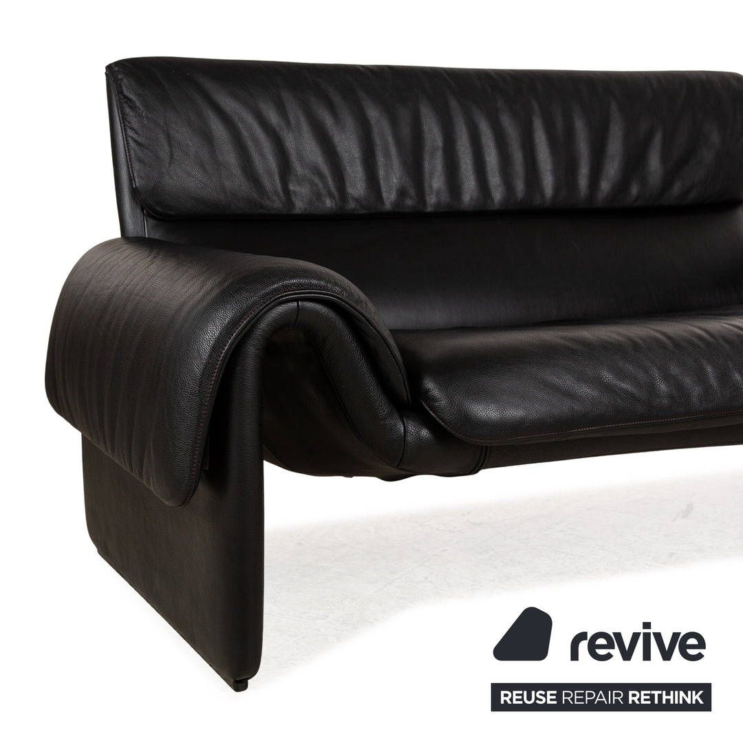 de Sede DS 2011 Leather Two-Seater Black Sofa Couch