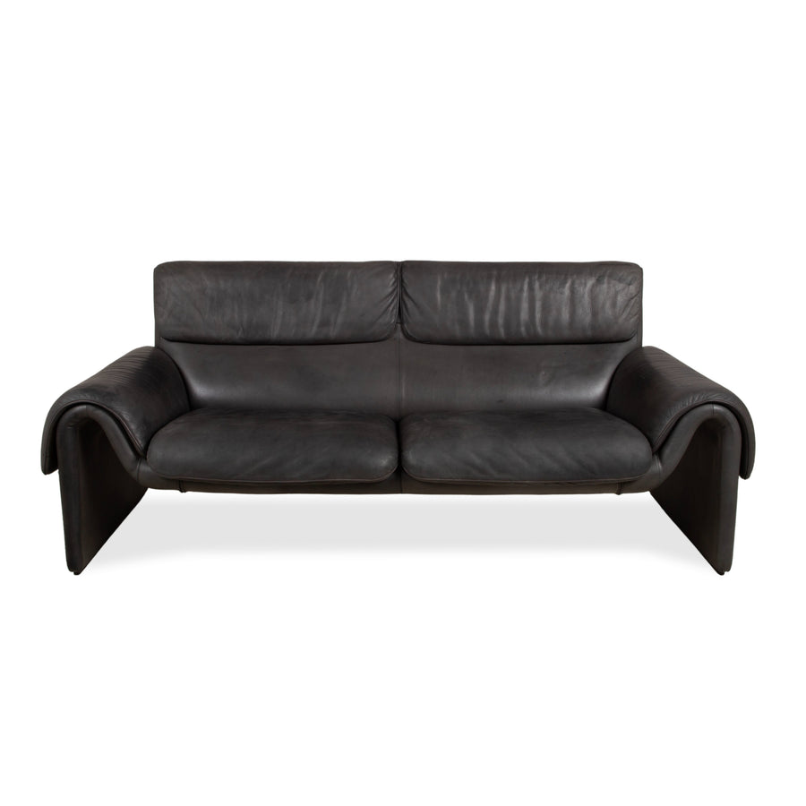de Sede DS-2011 Leather Two-Seater Black Sofa Couch