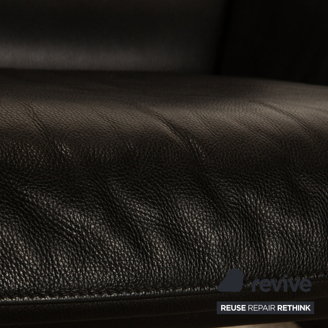 de Sede DS-2011 Leather Two-Seater Black Sofa Couch