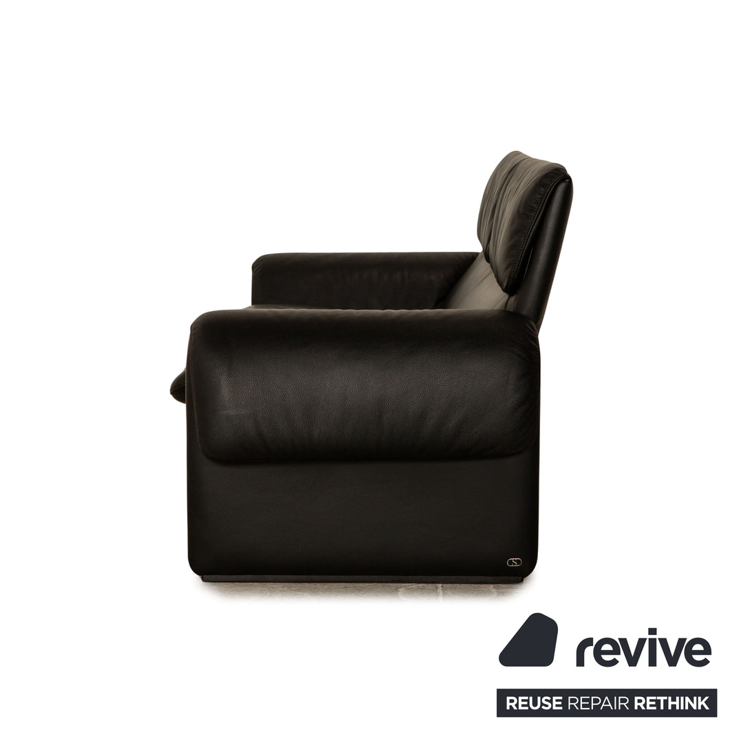 de Sede DS-2011 Leather Two-Seater Black Sofa Couch