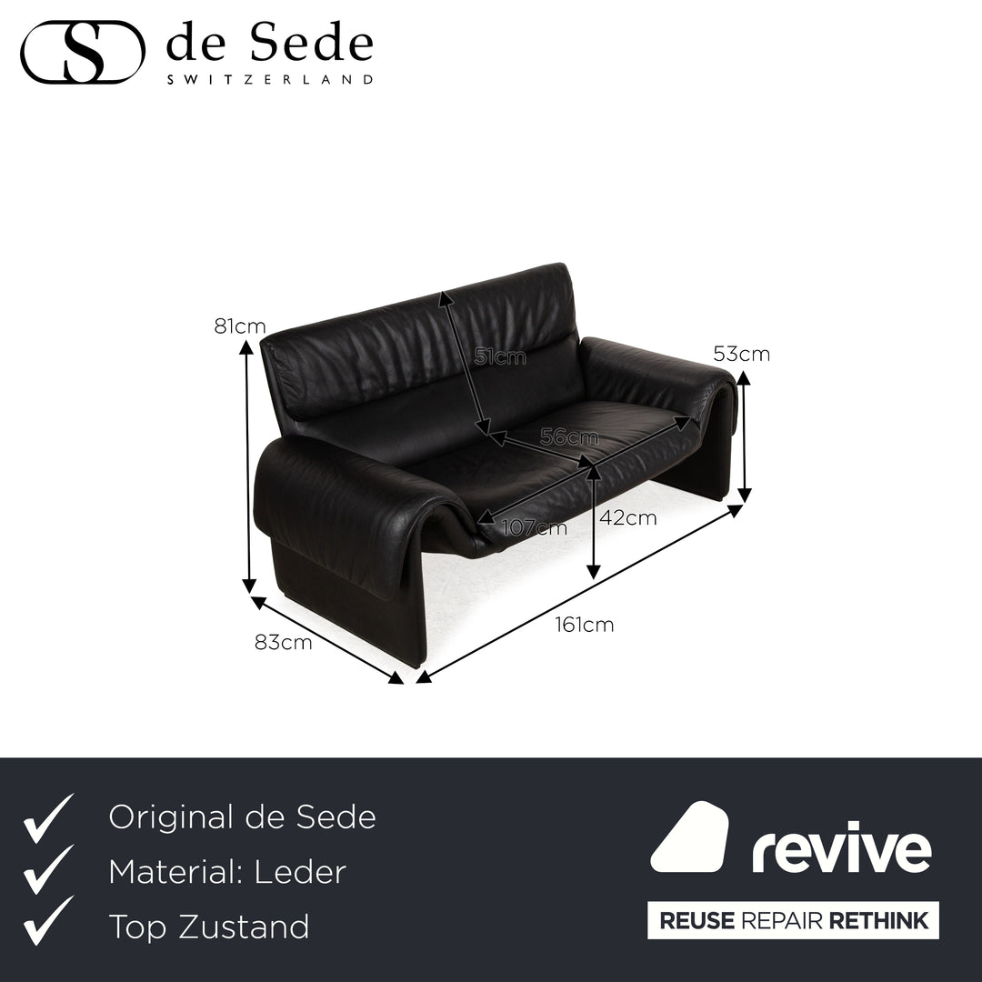 de Sede DS-2011 Canapé deux places en cuir noir