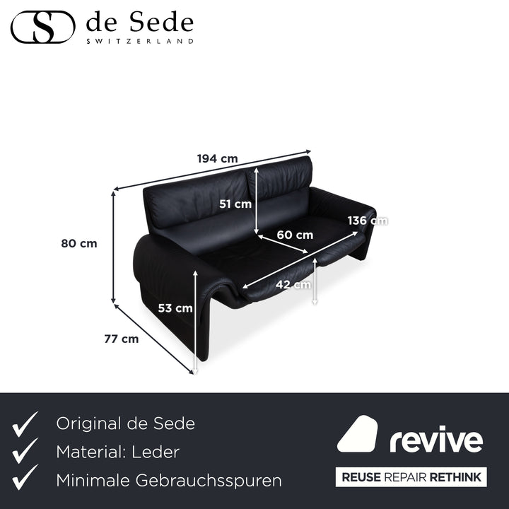 de Sede DS-2011 Leder Zweisitzer Schwarz Sofa Couch
