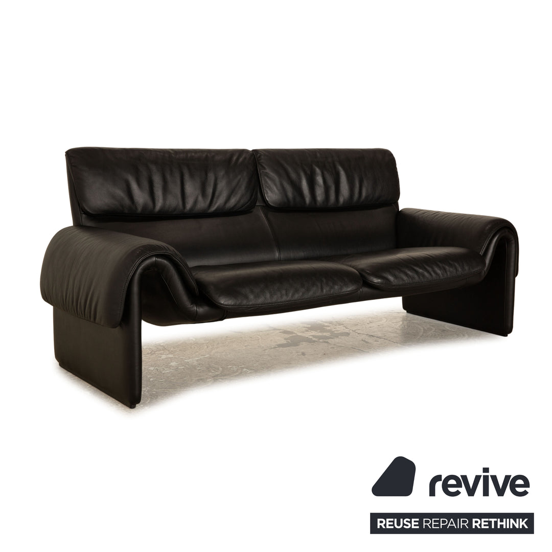 de Sede DS-2011 Leather Two-Seater Black Sofa Couch