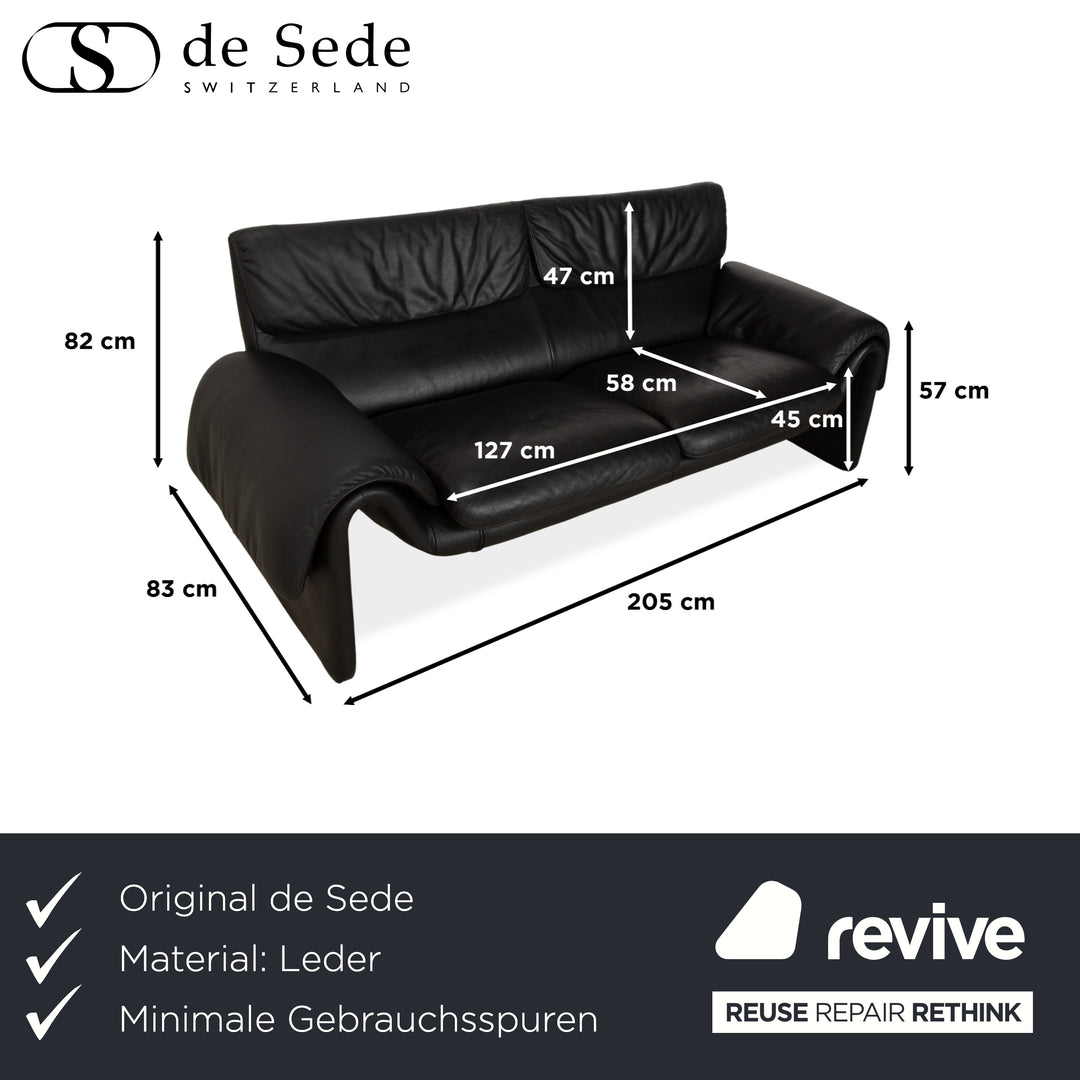 de Sede DS-2011 Leder Zweisitzer Schwarz Sofa Couch