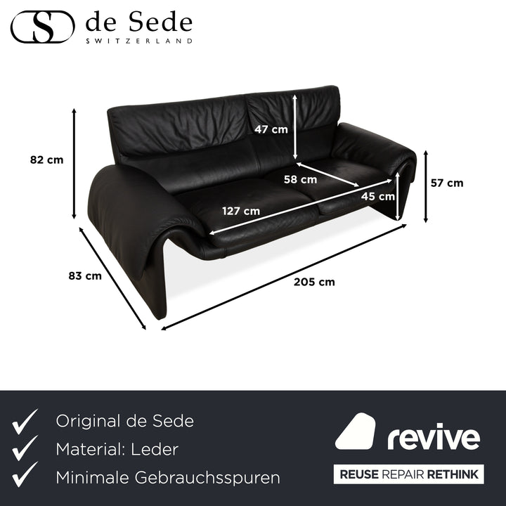 de Sede DS-2011 Leder Zweisitzer Schwarz Sofa Couch