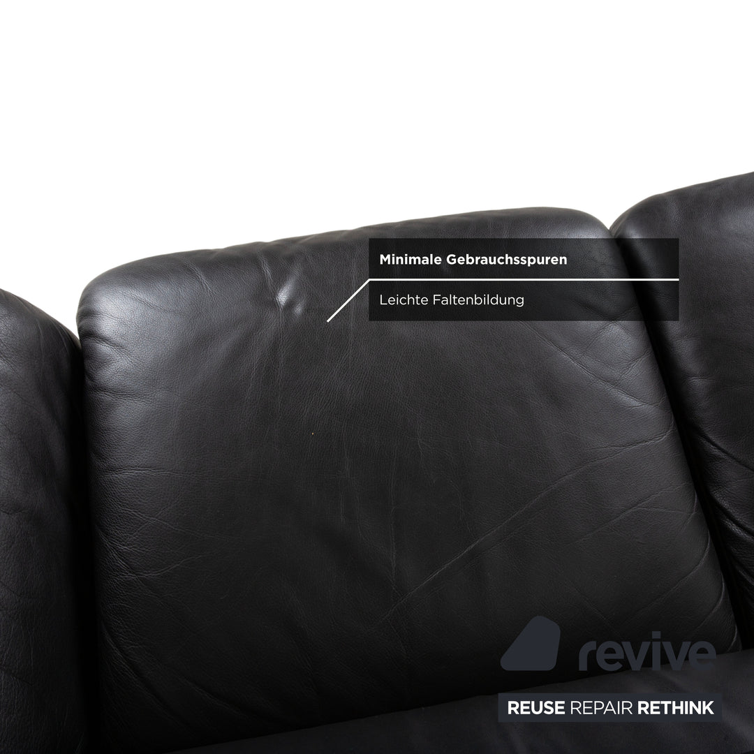 de Sede DS 2011  Zweisitzer Leder Sofa Schwarz Couch