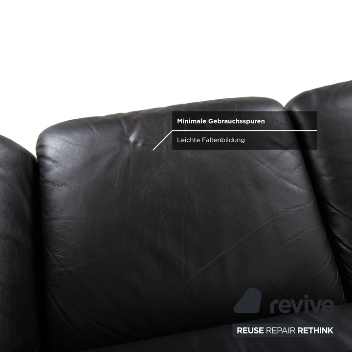 de Sede DS 2011  Zweisitzer Leder Sofa Schwarz Couch