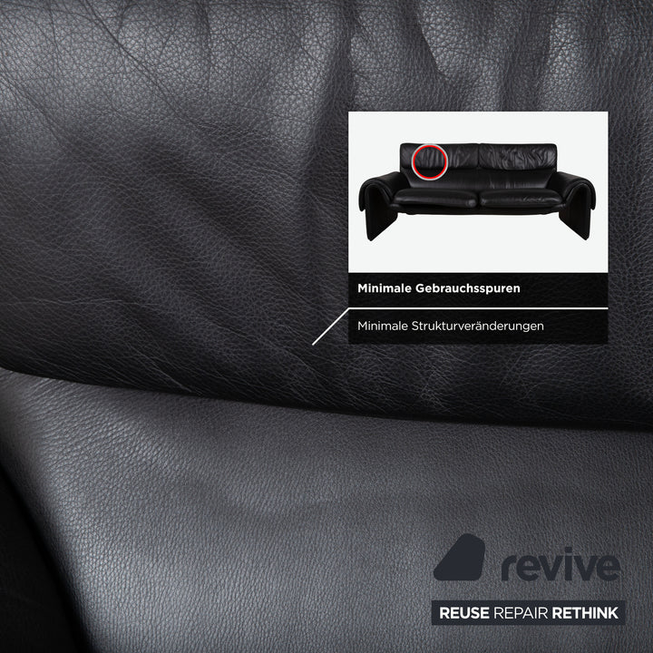 de Sede DS 2011  Zweisitzer Leder Sofa Schwarz Couch