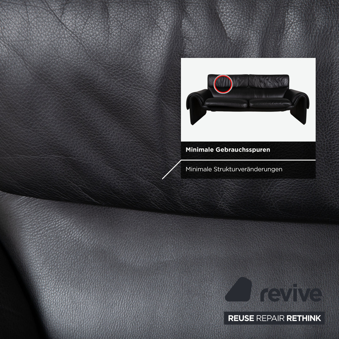 de Sede DS 2011  Zweisitzer Leder Sofa Schwarz Couch