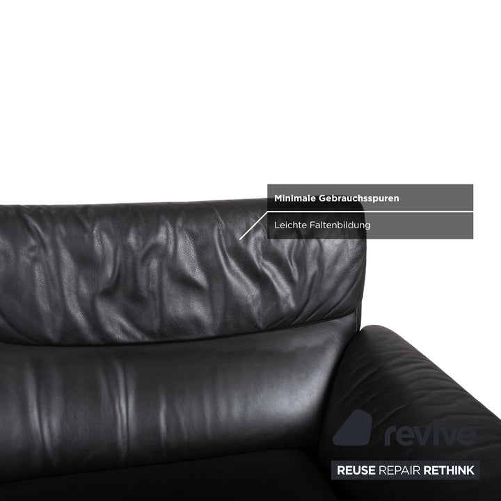 de Sede DS 2011  Zweisitzer Leder Sofa Schwarz Couch