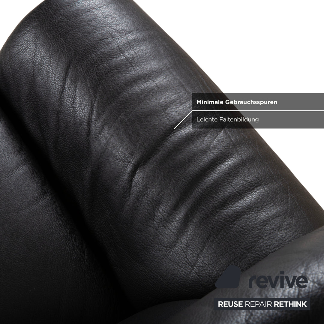 de Sede DS 2011  Zweisitzer Leder Sofa Schwarz Couch