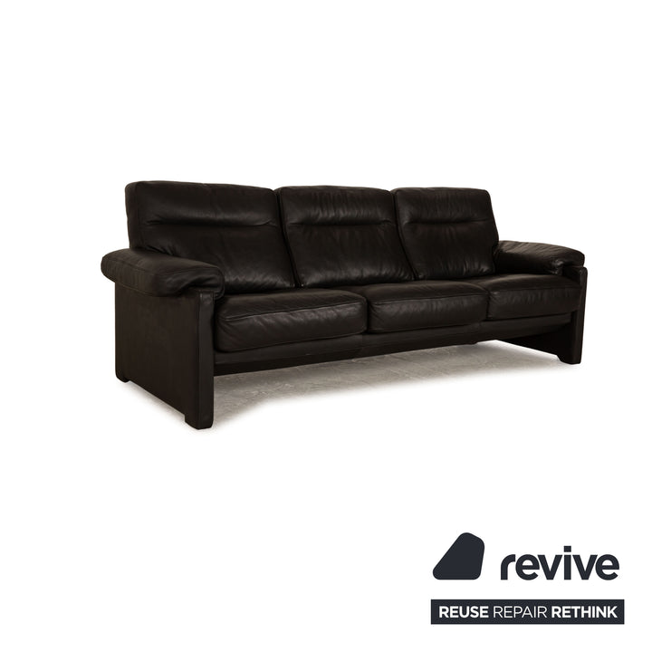 de Sede DS 2018 Leder Sofa Garnitur Schwarz Dreisitzer Hocker Sessel manuelle Relaxfunktion