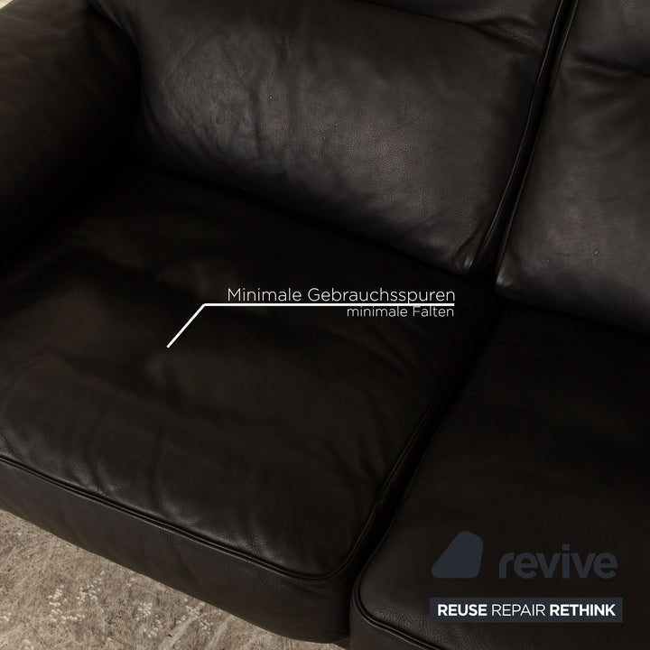 de Sede DS 2018 Leder Sofa Garnitur Schwarz Dreisitzer Hocker Sessel manuelle Relaxfunktion