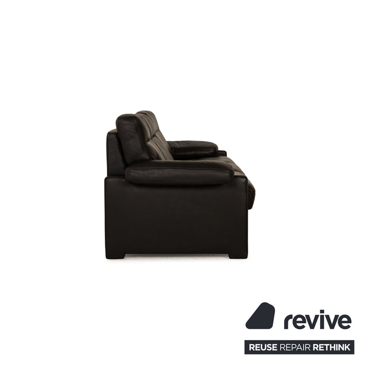 de Sede DS 2018 Leder Sofa Garnitur Schwarz Dreisitzer Hocker Sessel manuelle Relaxfunktion