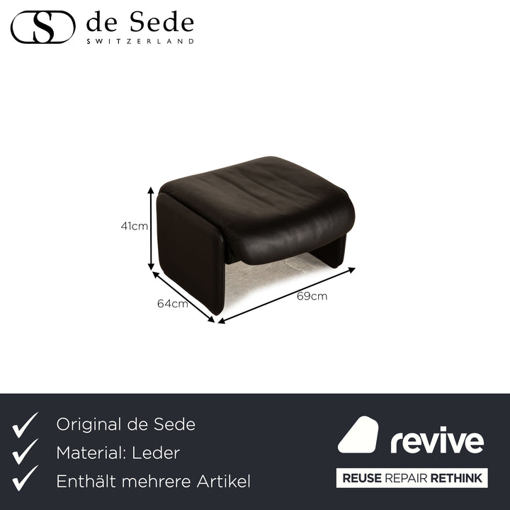 de Sede DS 2018 Leder Sofa Garnitur Schwarz Dreisitzer Hocker Sessel manuelle Relaxfunktion