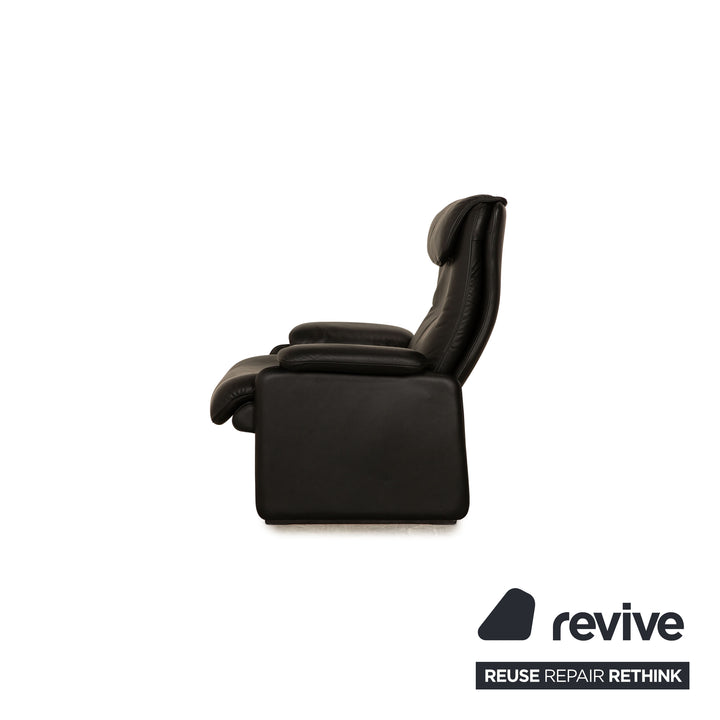 de Sede DS 2018 Leder Sofa Garnitur Schwarz Dreisitzer Hocker Sessel manuelle Relaxfunktion