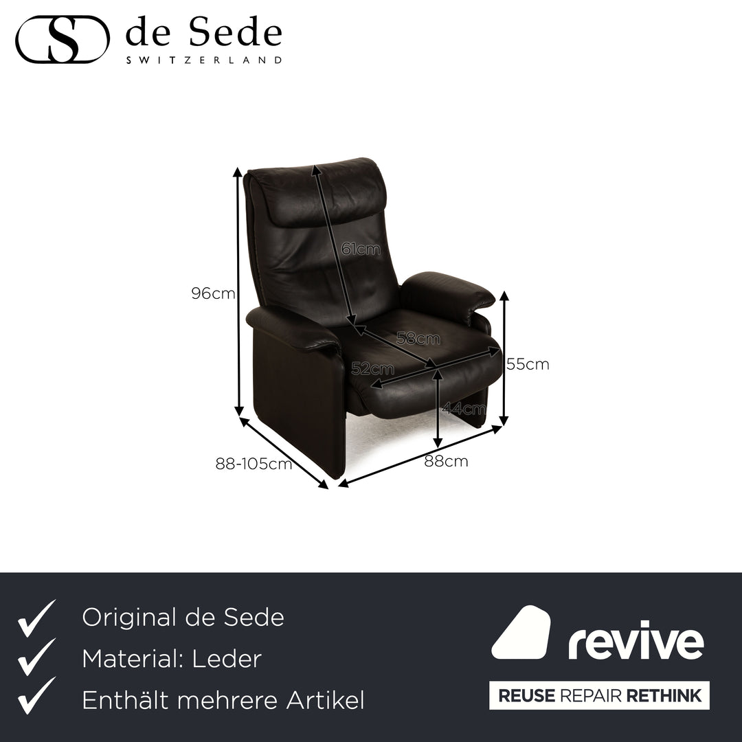 de Sede DS 2018 Leder Sofa Garnitur Schwarz Dreisitzer Hocker Sessel manuelle Relaxfunktion