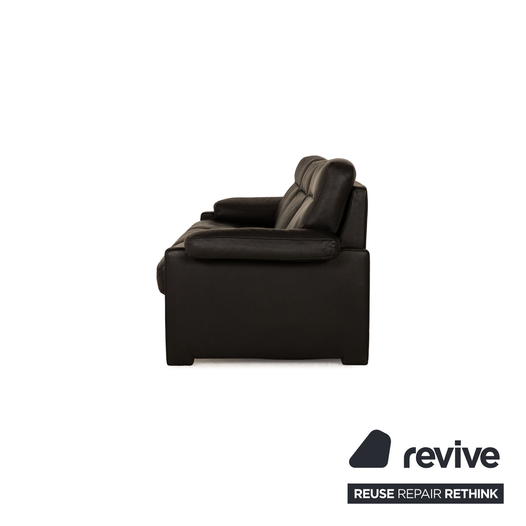 de Sede DS 2018 Leder Sofa Garnitur Schwarz Dreisitzer Hocker Sessel manuelle Relaxfunktion