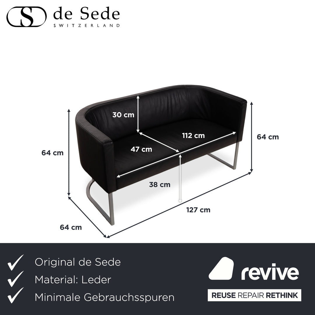 de Sede DS-207 Leder Zweisitzer Sofa Couch Schwarz