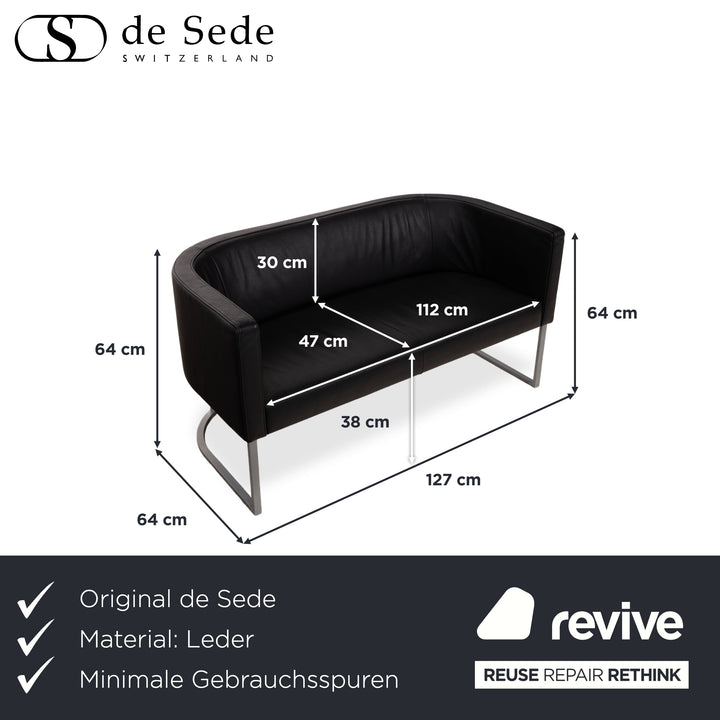 de Sede DS-207 Leder Zweisitzer Sofa Couch Schwarz