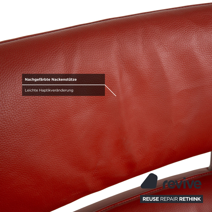 Fauteuil en cuir rouge orangé de Sede DS-255 à commande manuelle