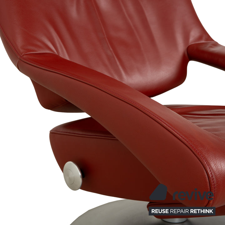 Fauteuil en cuir rouge orangé de Sede DS-255 à commande manuelle