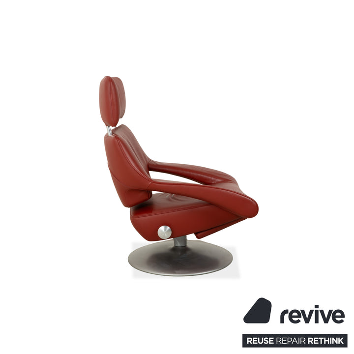 Fauteuil en cuir rouge orangé de Sede DS-255 à commande manuelle
