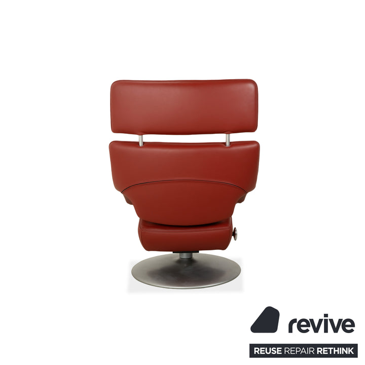 Fauteuil en cuir rouge orangé de Sede DS-255 à commande manuelle