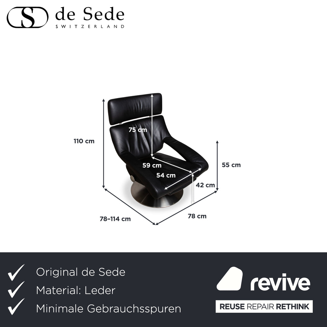 de Sede DS-255 Leder Sessel Schwarz inkl. Fußteil manuelle Funktion Relaxfunktion