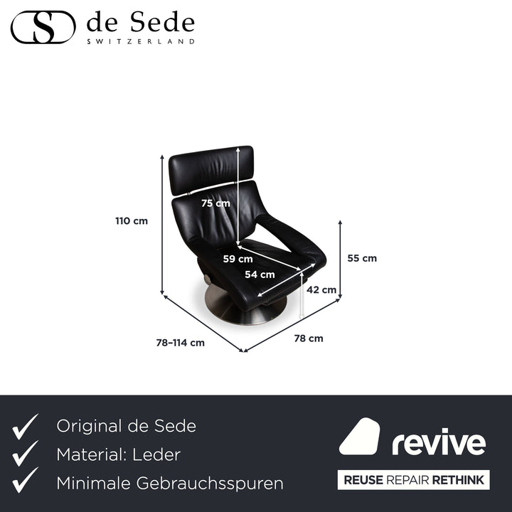 de Sede DS-255 Leder Sessel Schwarz inkl. Fußteil manuelle Funktion Relaxfunktion