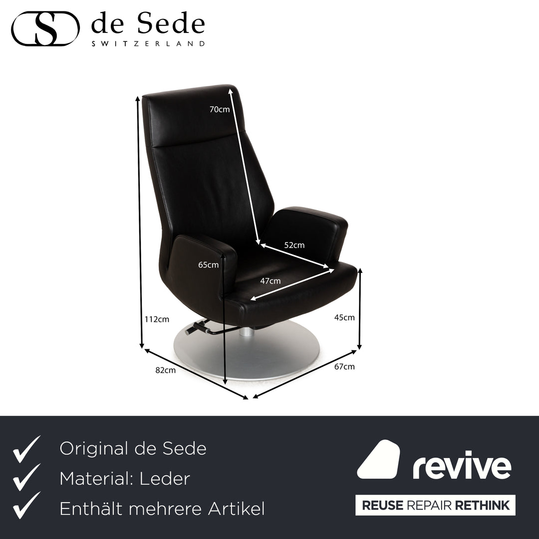 de Sede DS-256 Leder Sessel-Garnitur Schwarz manuelle Funktion