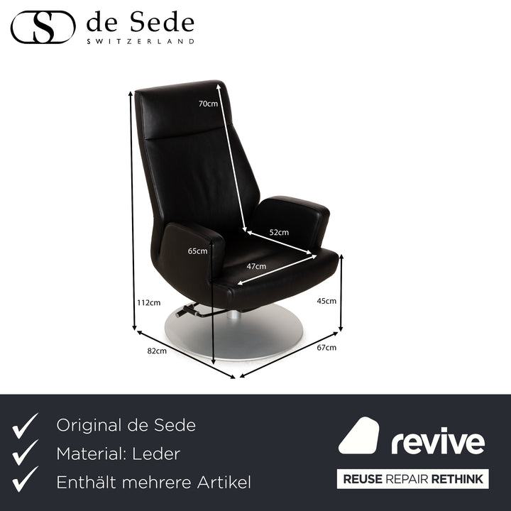 de Sede DS-256 Leder Sessel-Garnitur Schwarz manuelle Funktion