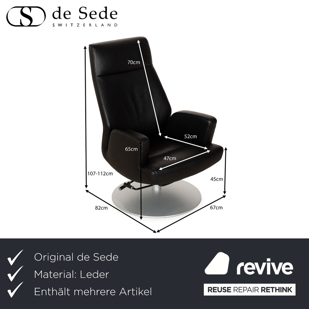 de Sede DS-256 Leder Sessel-Garnitur Schwarz manuelle Funktion