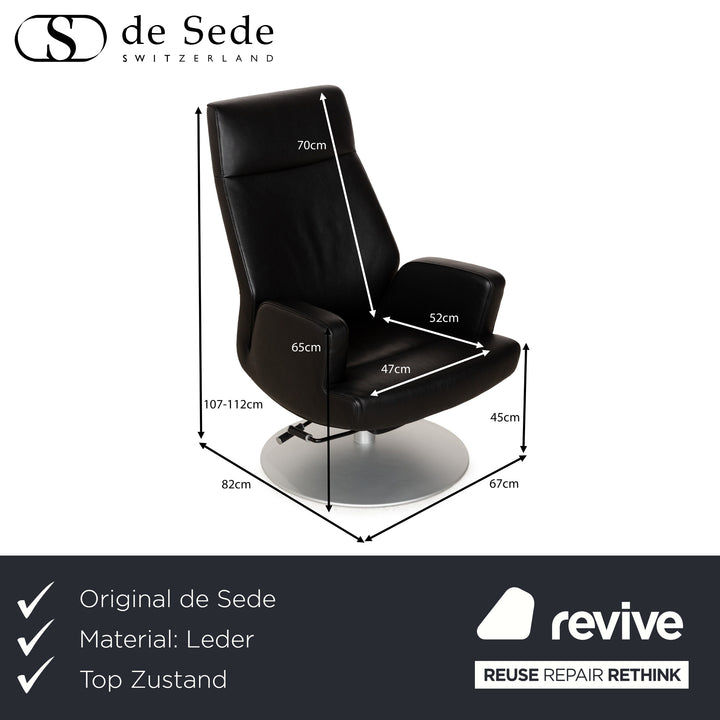 Fauteuil en cuir noir de Sede DS-256 avec fonction manuelle