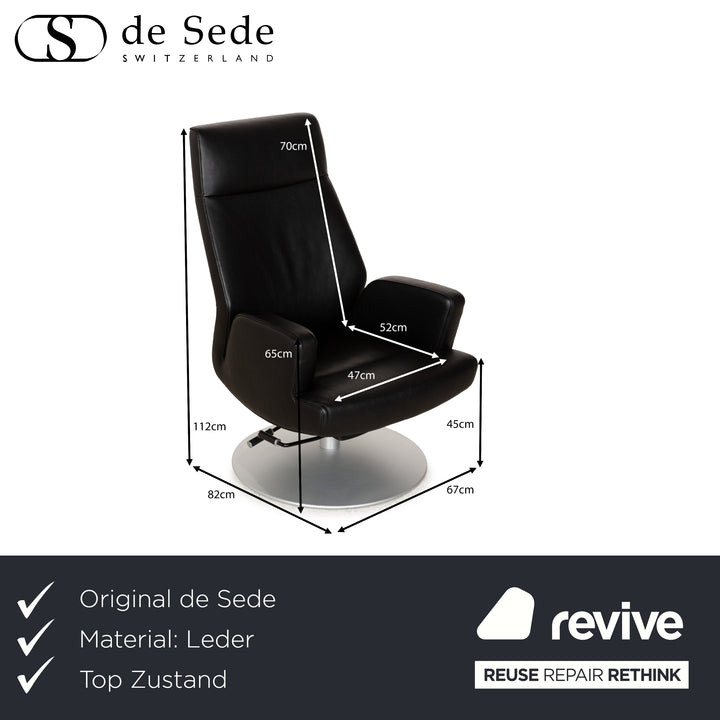 Fauteuil en cuir noir de Sede DS-256 avec fonction manuelle