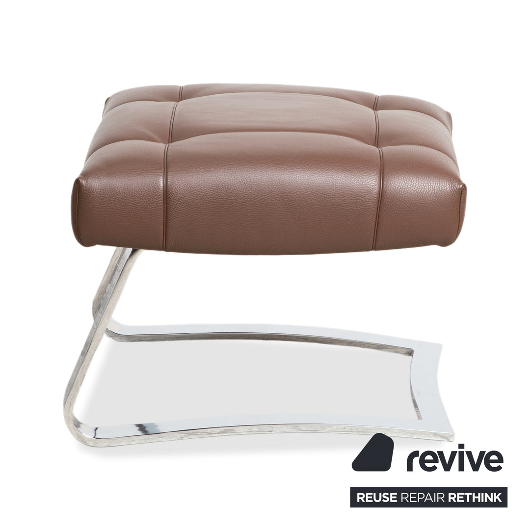 de Sede DS-258 Leder Metall Sessel Braun Chrom inkl. Hocker