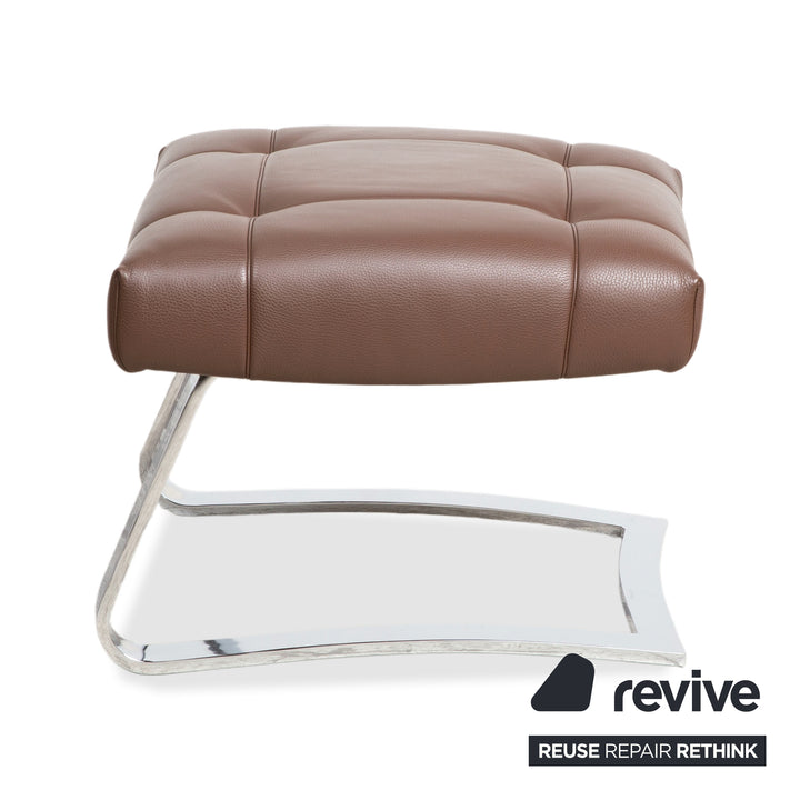 de Sede DS-258 Leather Metal Armchair Brown Chrome with Ottoman
