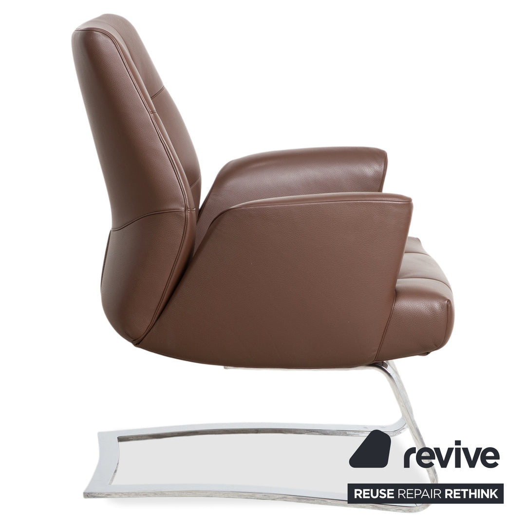 de Sede DS-258 Leder Metall Sessel Braun Chrom inkl. Hocker