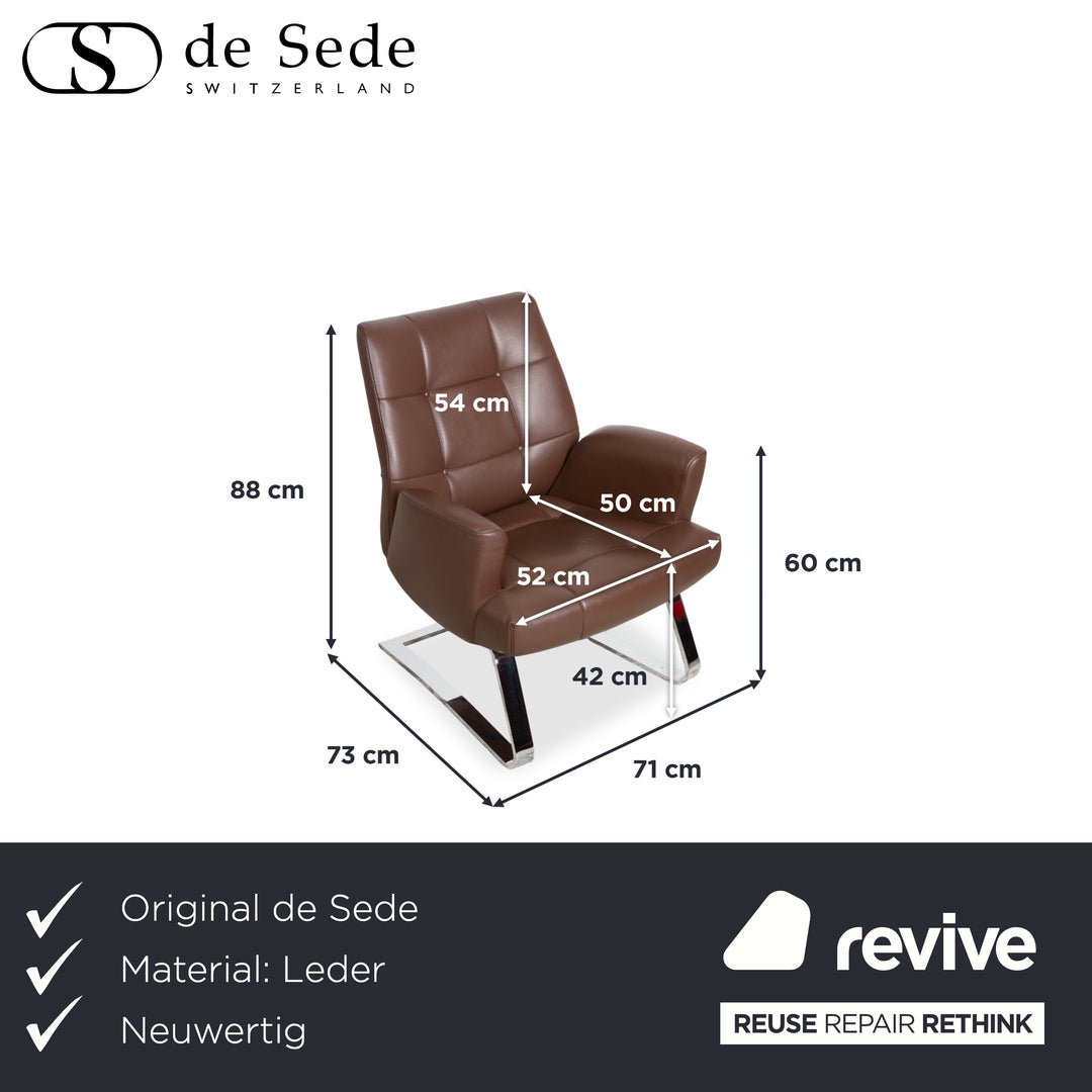 de Sede DS-258 Leder Metall Sessel Braun Chrom inkl. Hocker