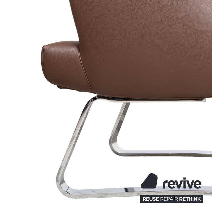de Sede DS-258 Leder Metall Sessel Braun Chrom inkl. Hocker