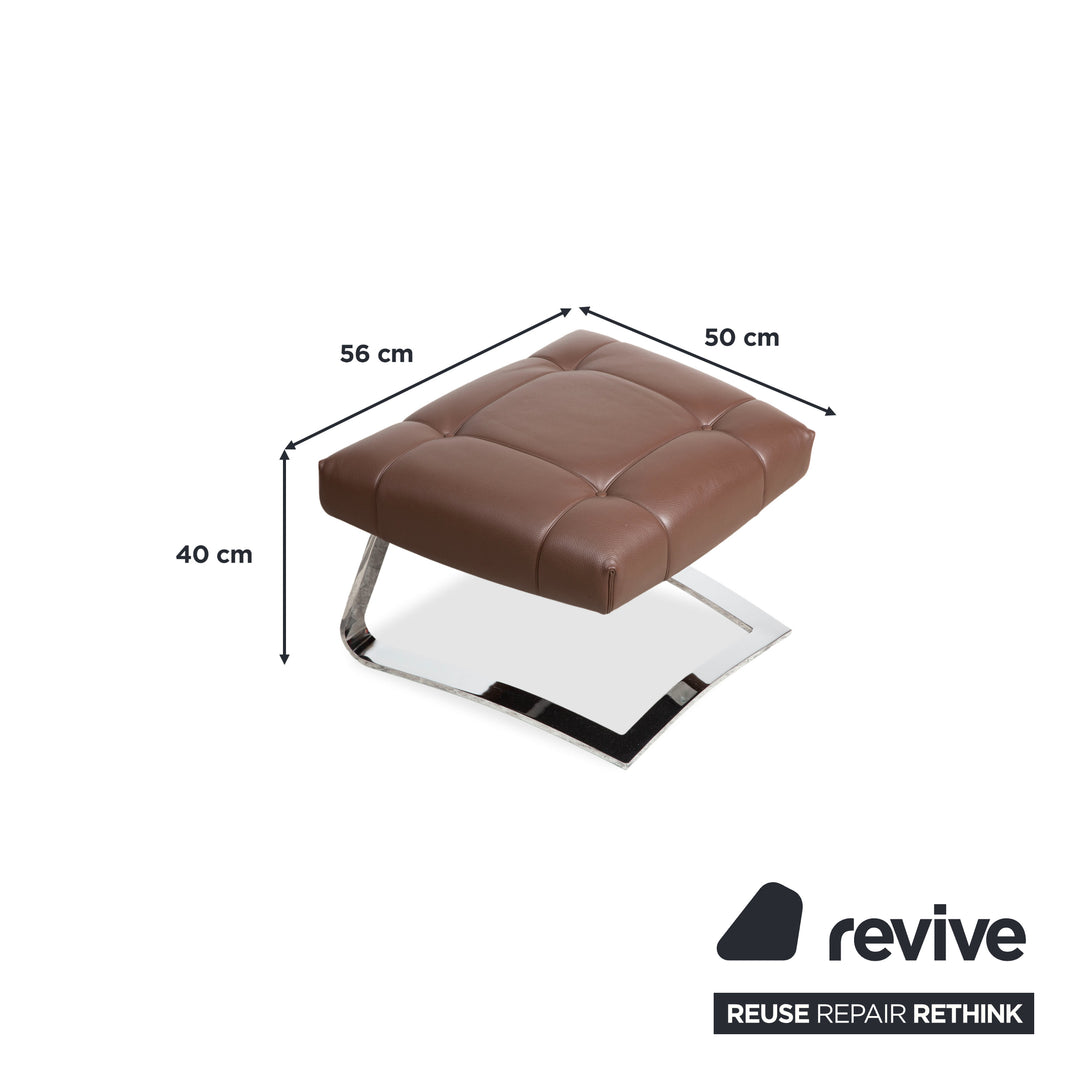 de Sede DS-258 Leder Metall Sessel Braun Chrom inkl. Hocker
