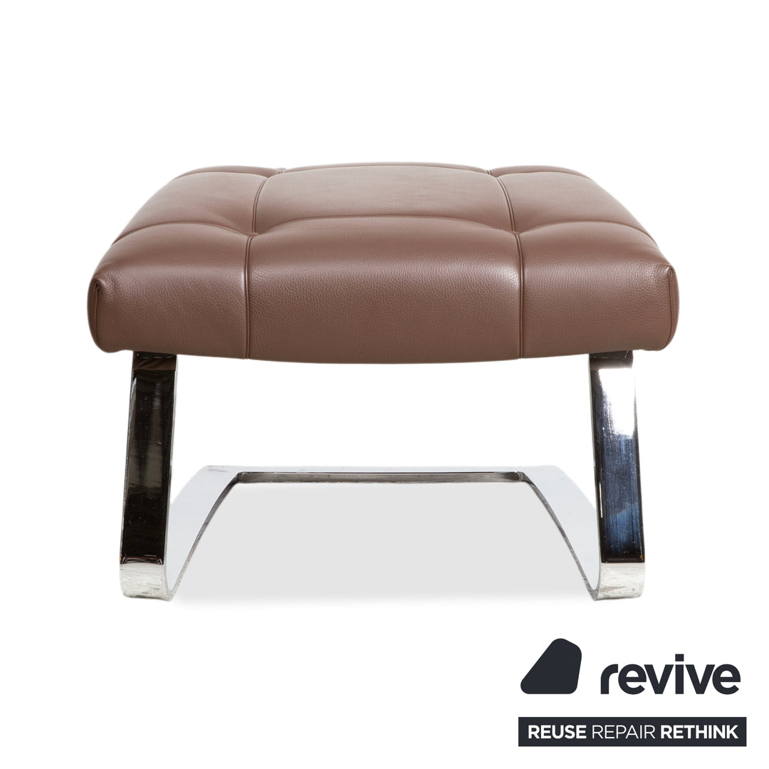 de Sede DS-258 Leder Metall Sessel Braun Chrom inkl. Hocker