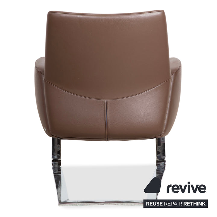 de Sede DS-258 Leder Metall Sessel Braun Chrom inkl. Hocker