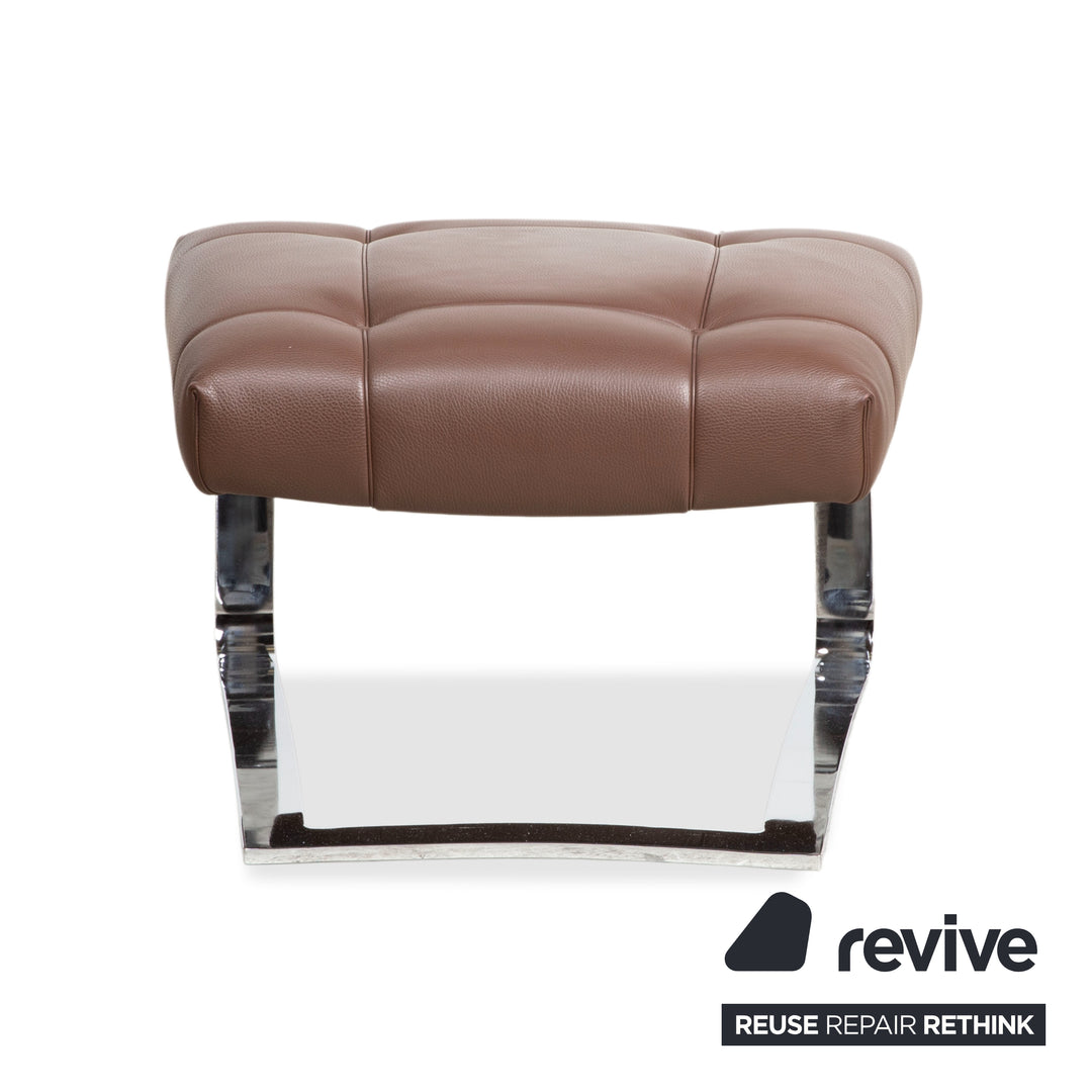 de Sede DS-258 Leder Metall Sessel Braun Chrom inkl. Hocker