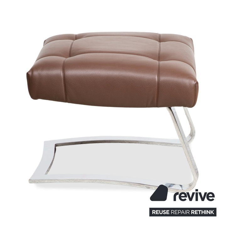 de Sede DS-258 Leder Metall Sessel Braun Chrom inkl. Hocker