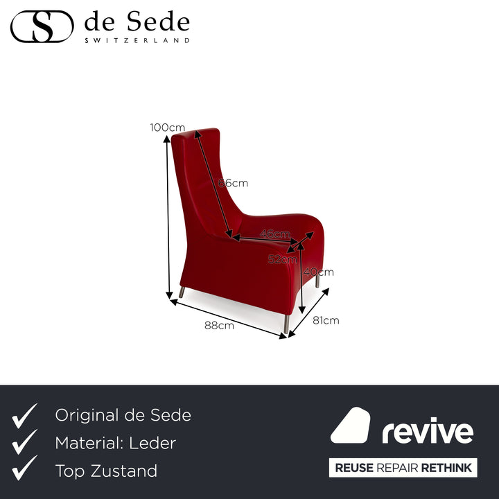 de Sede DS 264 Leder Sessel Rot Hochlehner