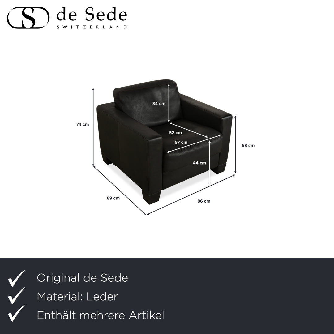 Fauteuil en cuir Sede DS-270 2 places, coloris ardoise noire