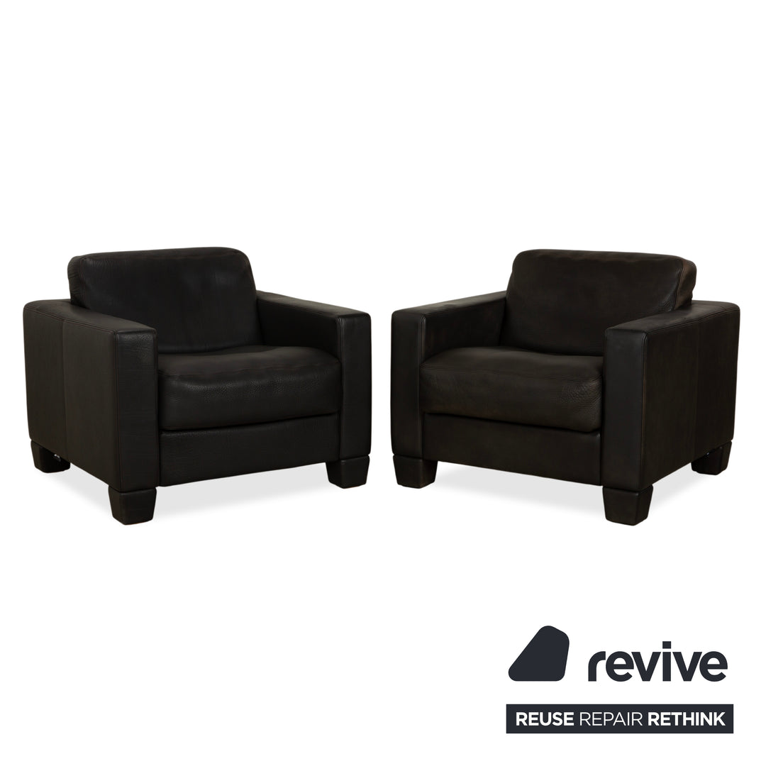 Fauteuil en cuir Sede DS-270 2 places, coloris ardoise noire